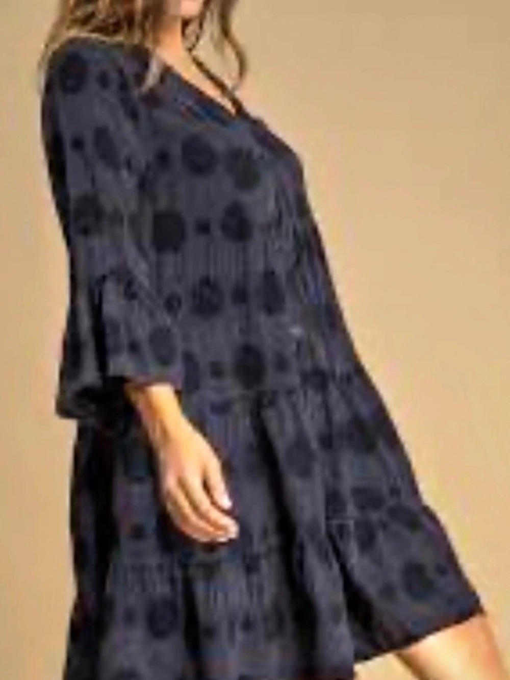 Umgee Swiss Dot Jacquard Tiered Dress Size Small Like New